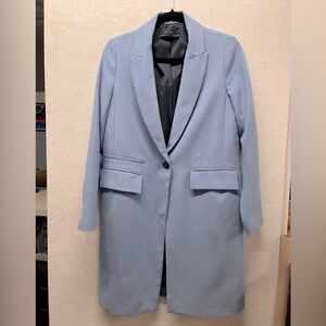 Zara cornflower blue one button midi length jacket size xs